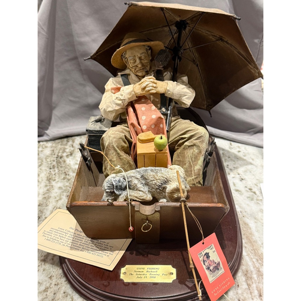 Norman Rockwell Clothtique Gone Fishing Figurine 1989